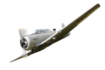 Acrylglasbilder Alte Flugzeuge Kriegsjagdflugzeug mit drehendem Propeller  © Studio Trebuchet