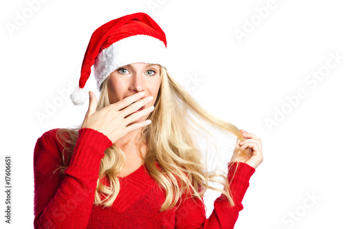Surprised christmas santa girl