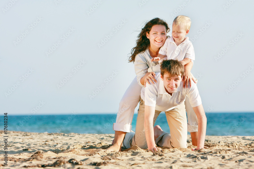 happy family on beach