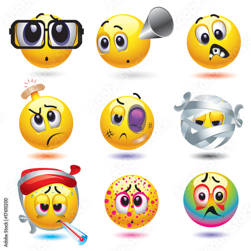 Smiley balls with different diseases