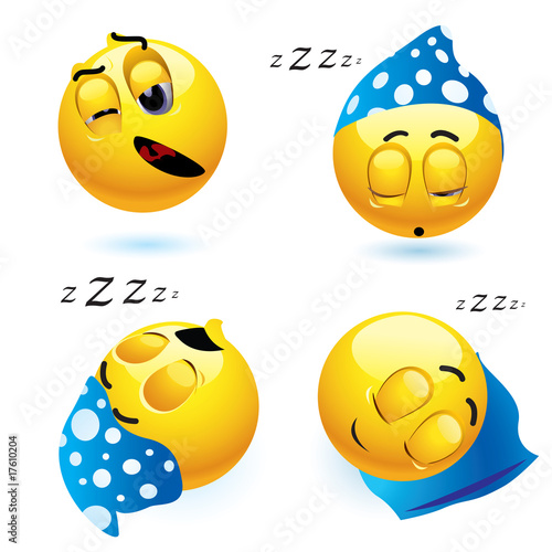 Sleeping smiley balls in different position