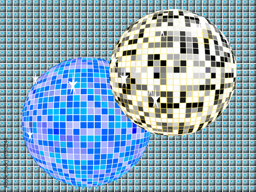 Zwei Discokugeln mit abstraktem Hintergrund