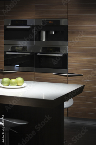 Interior of a modern kitchen with domestic appliances