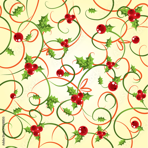 Cyclic background with a holly berry