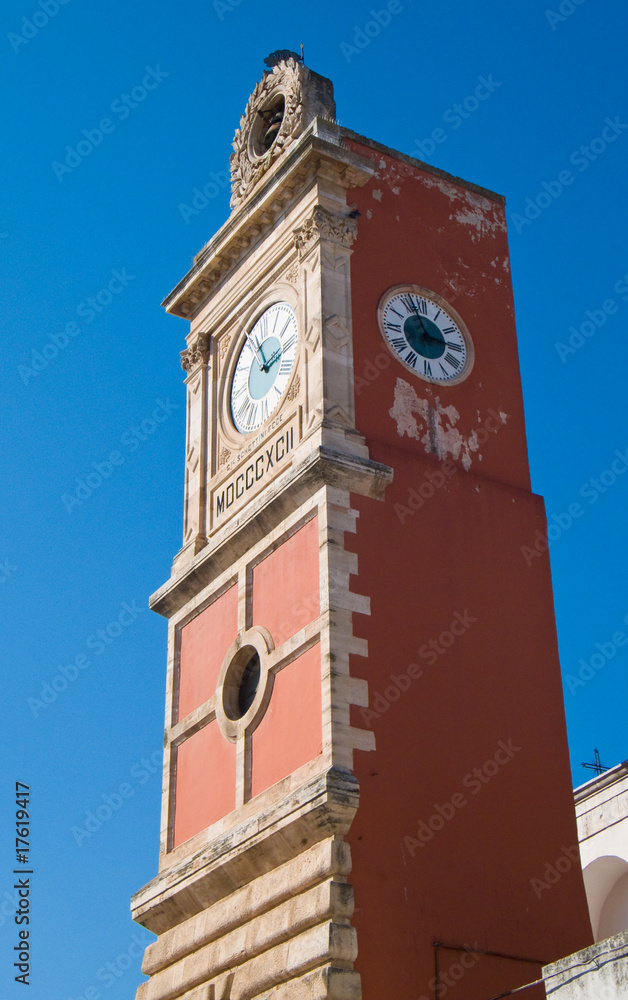 Clock tower. Turi. Puglia.