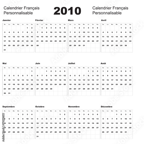 Calendrier Français 2010 personnalisable