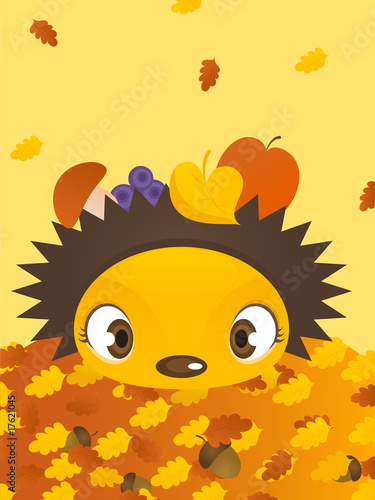 Autumn illustration: hedgehog