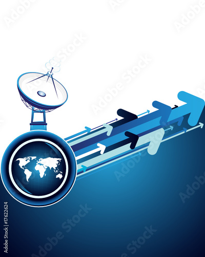 Satellite dish on the blue background