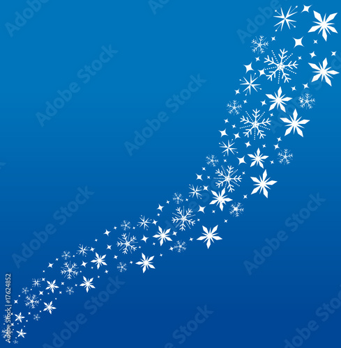 Snowflakes wave on a blue festive background