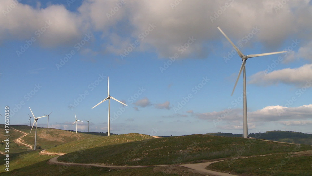 Wind power turbines in the mountains