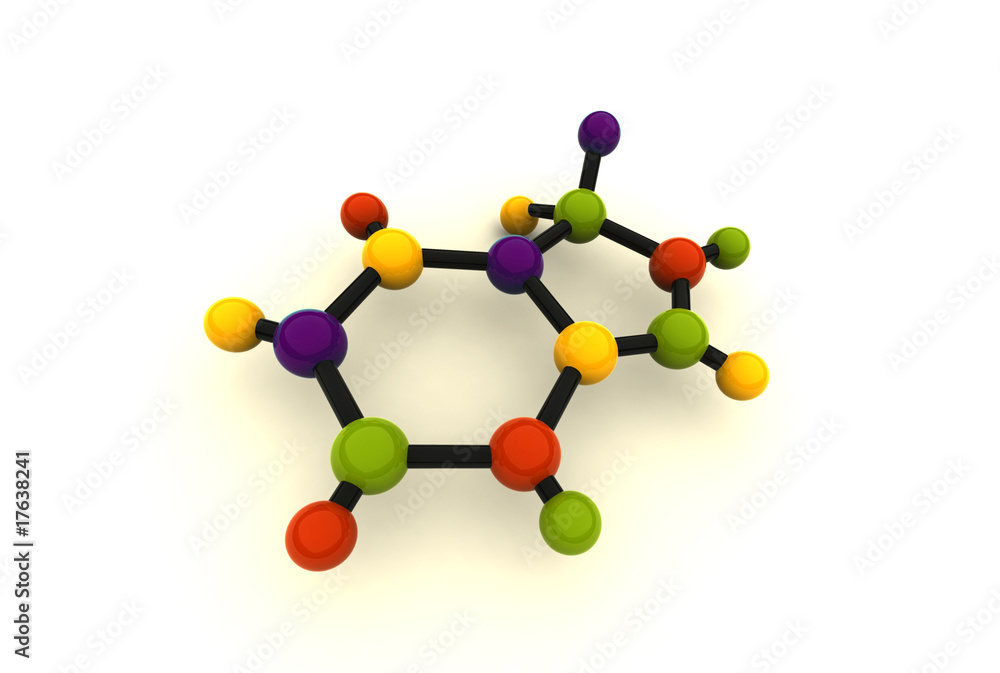 isolated molecule - 3d render on white isolated molecule - 3d render on white