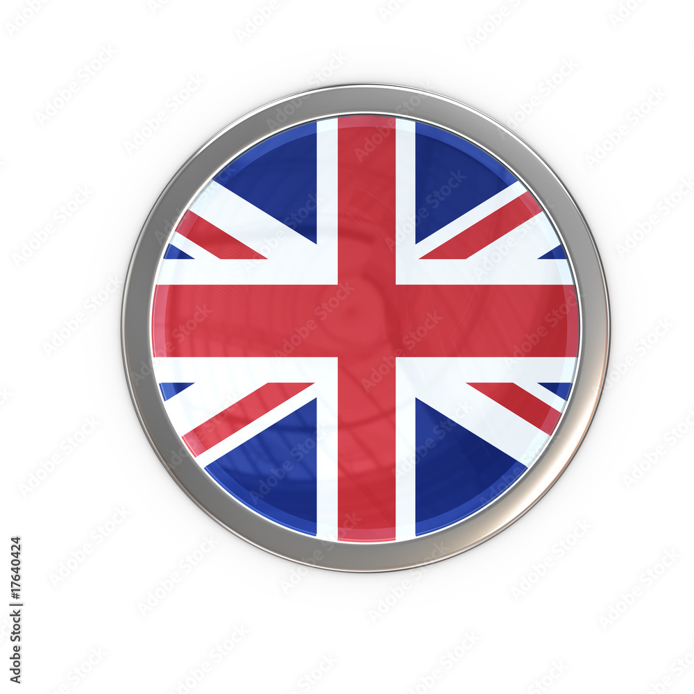 Obraz premium Glossy Button mit Flagge UK