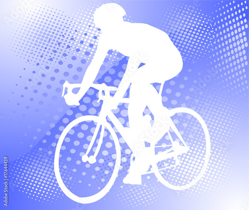 bicyclist on the abstract halftone background - vector