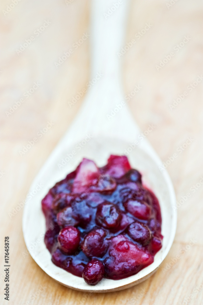 Cranberry sauce made with cranberries, raisins and apples. Cranberry sauce made with cranberries, raisins and apples.