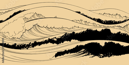 representation of the sea in japanese style