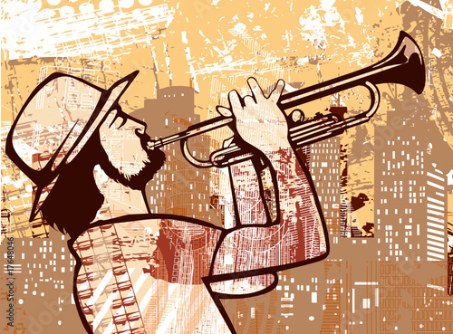 trumpeter on a grunge background