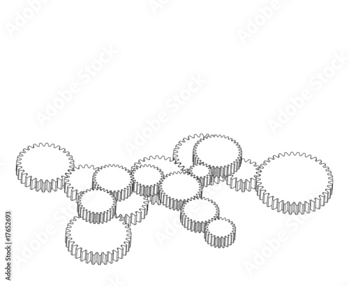 Vector background with gear mechanism on white