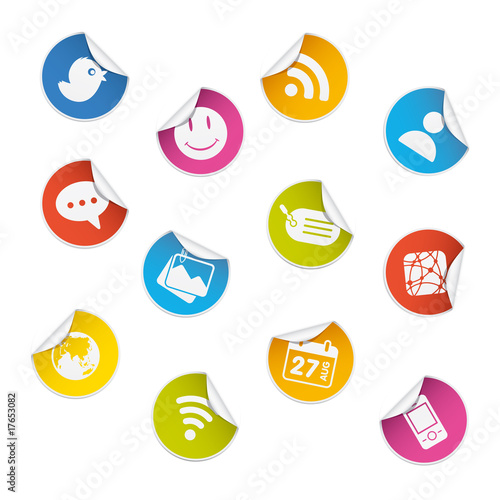 Colored Stikers Set - Social Media Icons