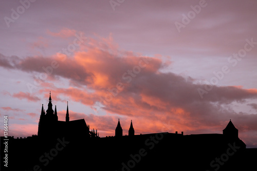 Prague skyline at sunset illustration