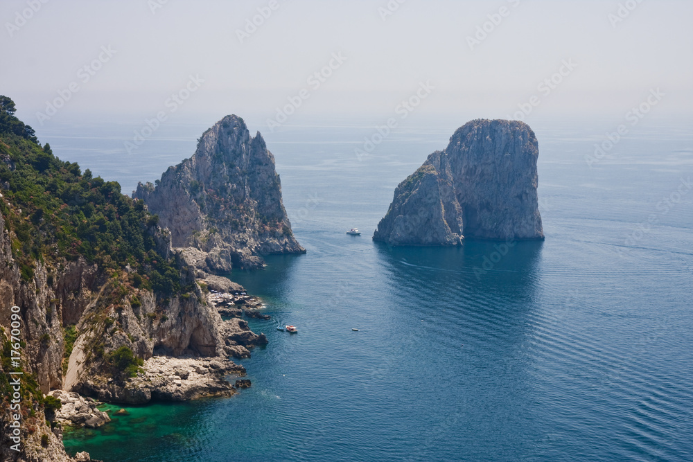 Boats Anchored by Capri Rocks