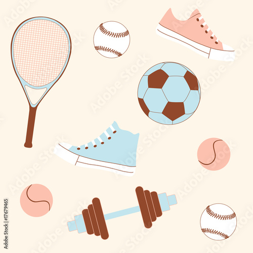 Seamless sporting goods for fabrics wrapping paper vector