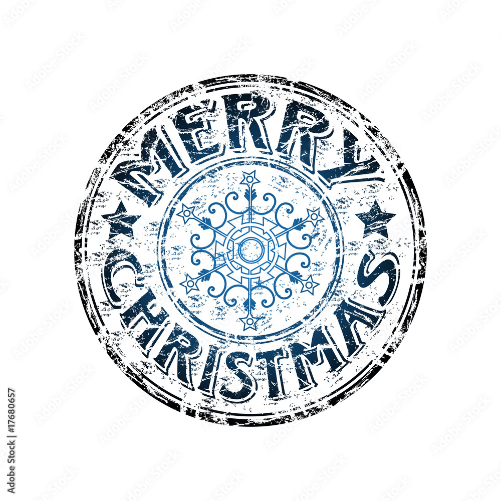 Merry Christmas grunge rubber stamp