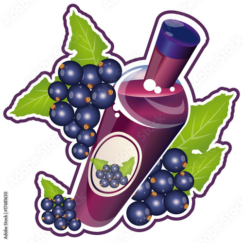 Bouteille dynamique de sirop de cassis avec des fruits