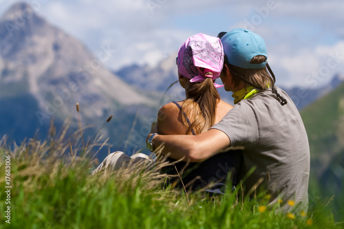 Couple enjoying a mountains view