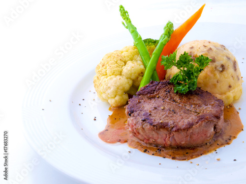 Tenderloin Steak in White Plate