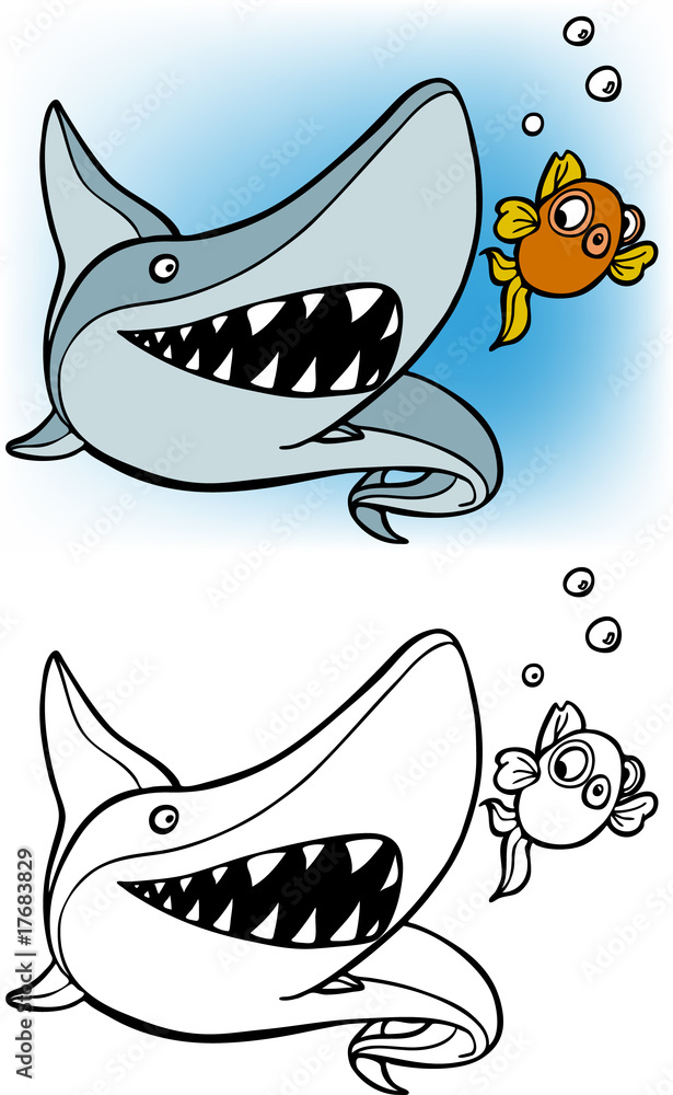 Obraz premium shark chasing goldfish set