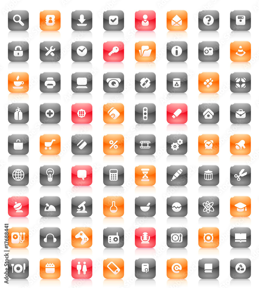 Red and orange buttons Red and orange buttons