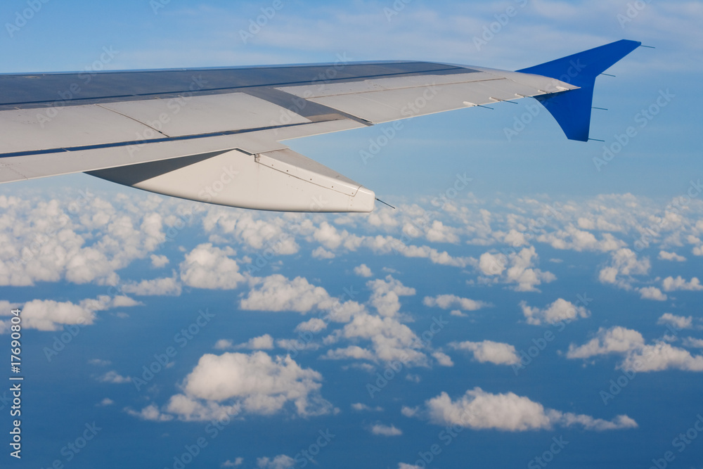 blue sky with aircraft wing blue sky with aircraft wing