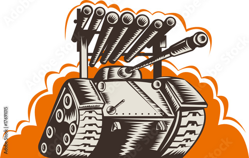 Battle tank with rocket launcher