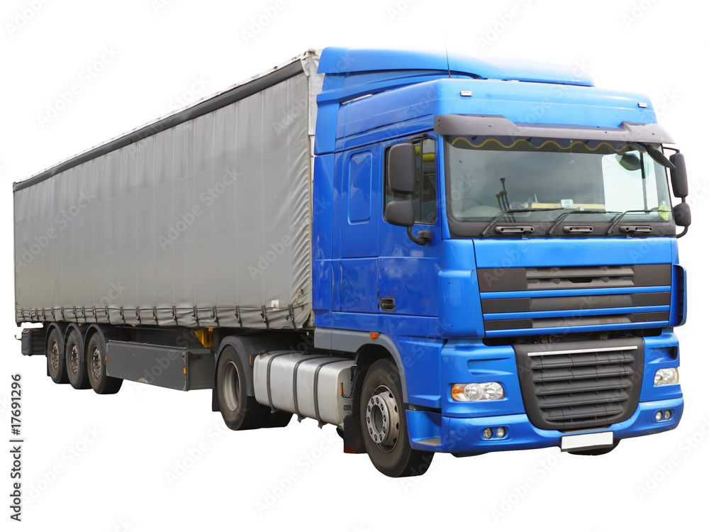 Big blue truck, Isolated over white