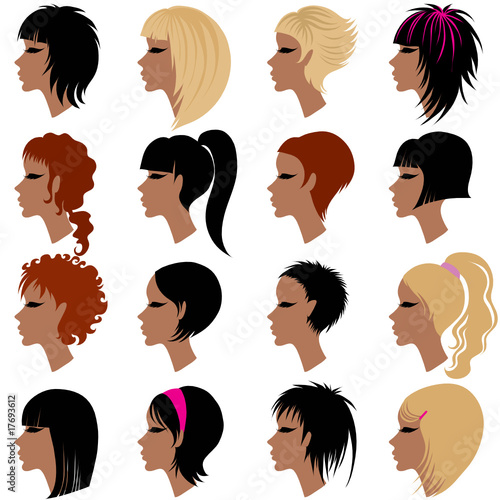 Vector set of trendy hair styling for woman