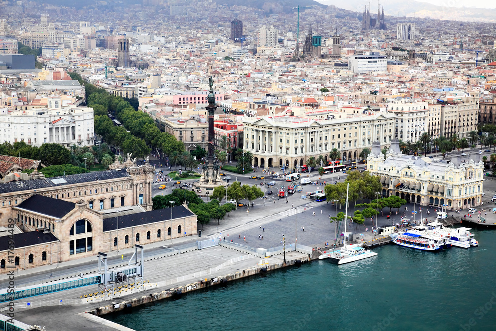 Naklejka premium an aerial view of Barcelona City