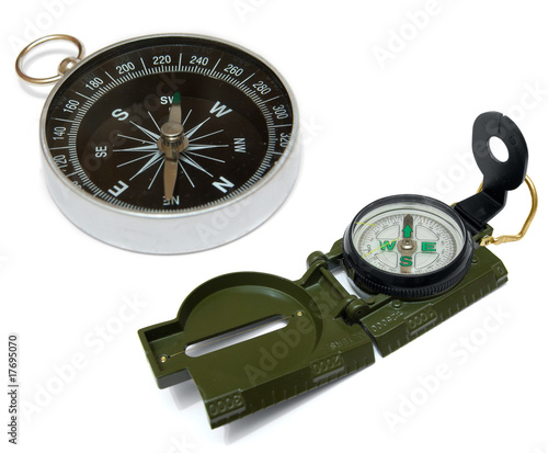 Compass isolated from light. Two kind of compasses.
