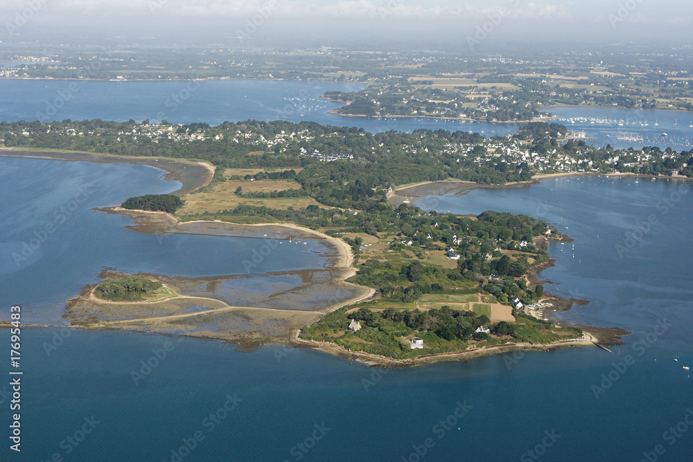 vue aérienne de l'île-aux-moines, Golfe du Morbihan