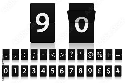 Information Board Style Flip Down Letters - Numeric