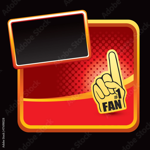 Foam fan hand on red halftone stylized advertisement