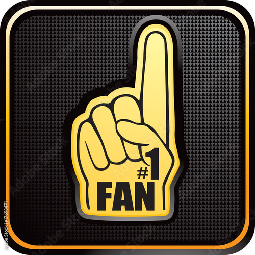 Foam fan hand on black checkered web button