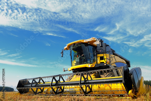 harvesting combine in the field