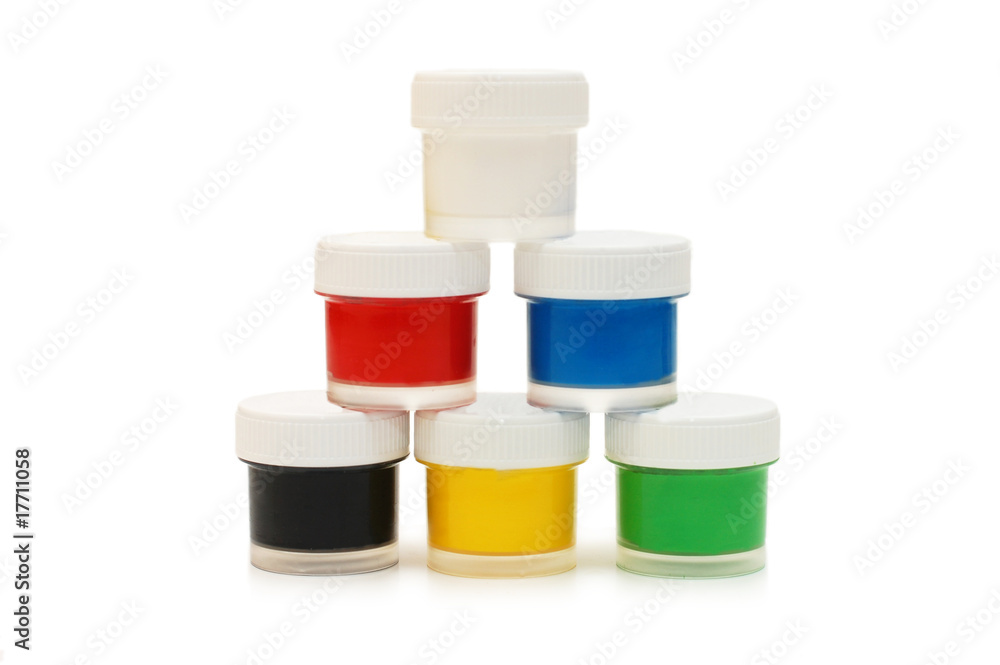 Colour gouache isolated on white background Colour gouache isolated on white background