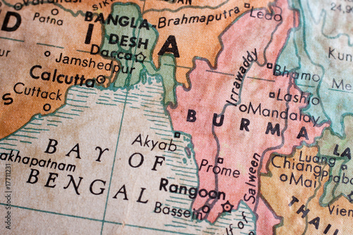 Old map of Burma / Bay of Bengal