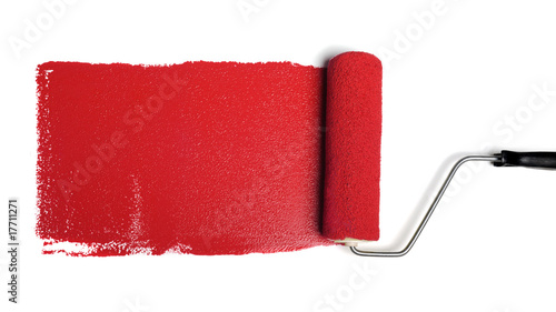 Paint Roller With Red Paint