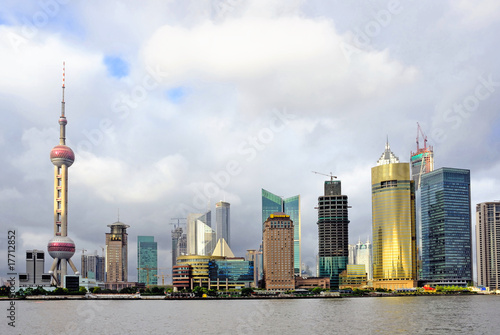 China Shanghai Pudong riverfront buildings and the pearl tower © claudiozacc