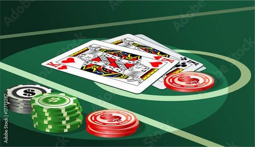 Casino table with chips and cards