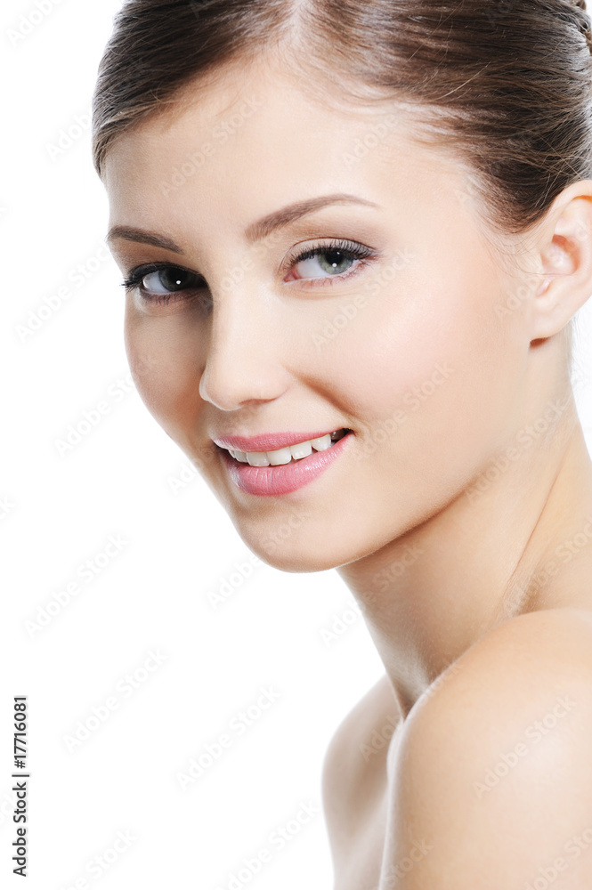 young caucasian female with clear skin young caucasian female with clear skin