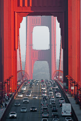 Canvas schilderij Golden Gate Bridge Golden Gate Bridge boven kalm water  © Peter Wey