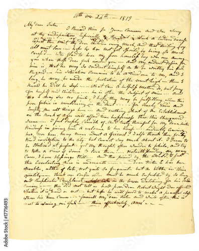 Old letter, original, handwritten in 1819.